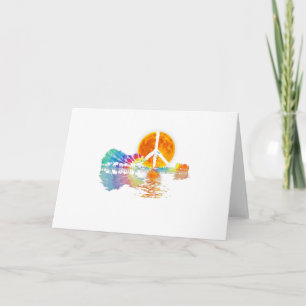 Guitar Lake Shadow Peace Love Guitar Hippie Card