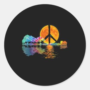 Guitar Lake Shadow Peace Love Guitar Hippie Classic Round Sticker