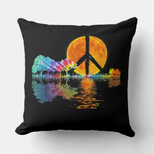 Guitar Lake Shadow Peace Love Guitar Hippie Cushion