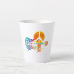 Guitar Lake Shadow Peace Love Guitar Hippie Latte Mug