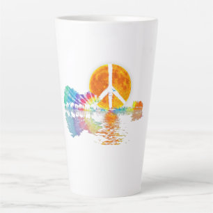Guitar Lake Shadow Peace Love Guitar Hippie Latte Mug