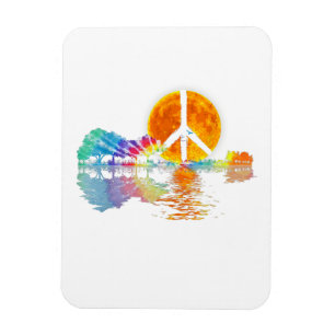 Guitar Lake Shadow Peace Love Guitar Hippie Magnet