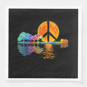 Guitar Lake Shadow Peace Love Guitar Hippie Napkin