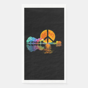 Guitar Lake Shadow Peace Love Guitar Hippie Napkin