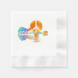 Guitar Lake Shadow Peace Love Guitar Hippie Napkin