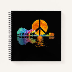 Guitar Lake Shadow Peace Love Guitar Hippie Notebook