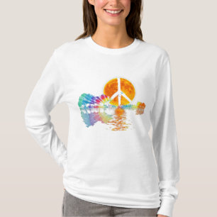 Guitar Lake Shadow Peace Love Guitar Hippie T-Shirt