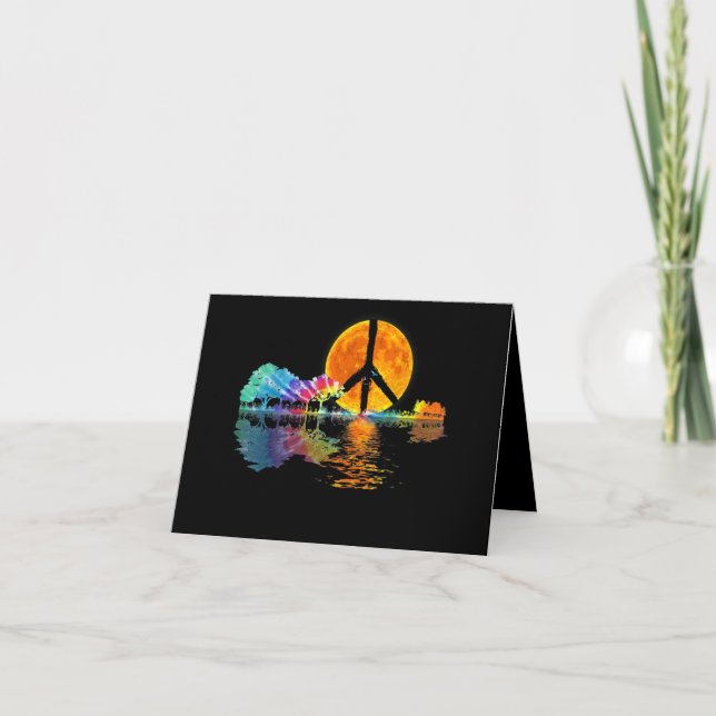 Guitar Lake Shadow Peace Love Guitar Hippie Thank You Card (Front)