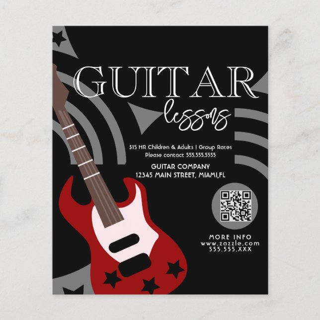 Guitar Lessons Adult Children Business Flyers  (Front)