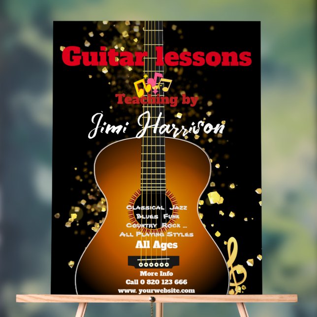 Guitar lessons Customised Acrylic Sign  (Neutral)