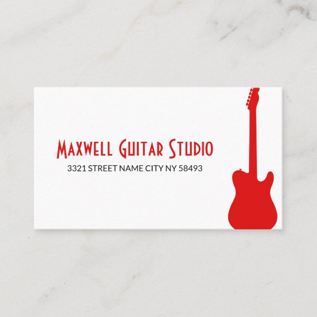 Guitar Lessons Instructor Music Studio   Business  Card (Front)