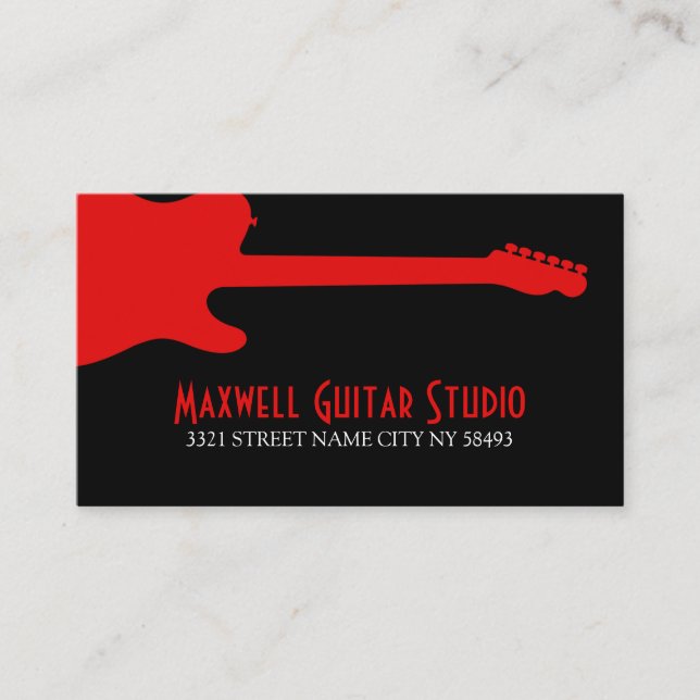 Guitar Lessons Instructor Music Studio   Business Card (Front)