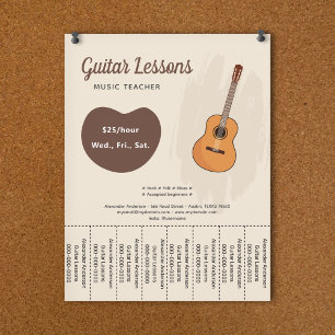 Guitar Lessons Tear Off Strips Flyer