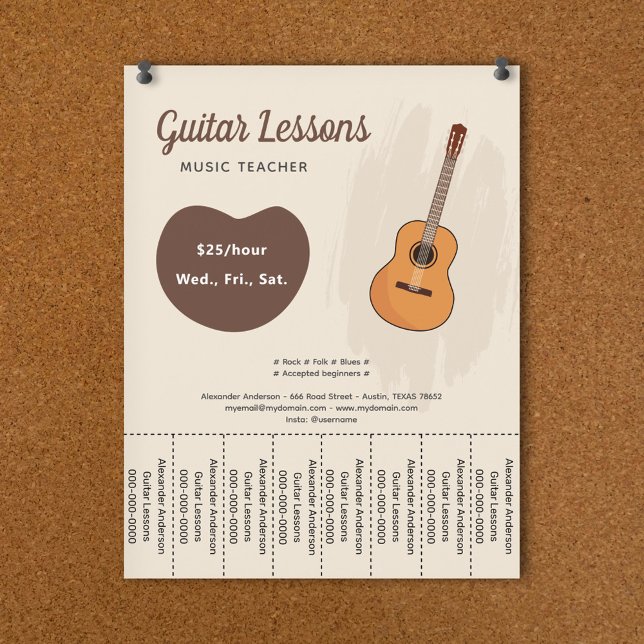 Guitar Lessons Tear Off Strips Flyer (Guitar Lessons Tear Off Strips Flyer)
