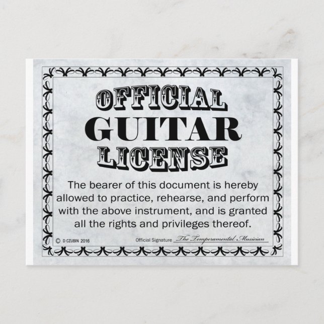 Guitar License Postcard (Front)