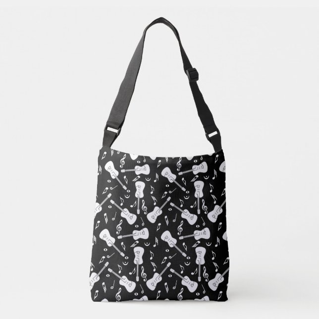 Guitar Lines Music Notes Crossbody Bag (Front)