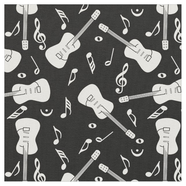 Guitar Lines Music Notes  Fabric (Close Up)