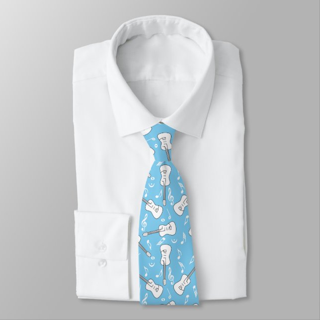 Guitar Lines Music Notes Neck Tie (Tied)