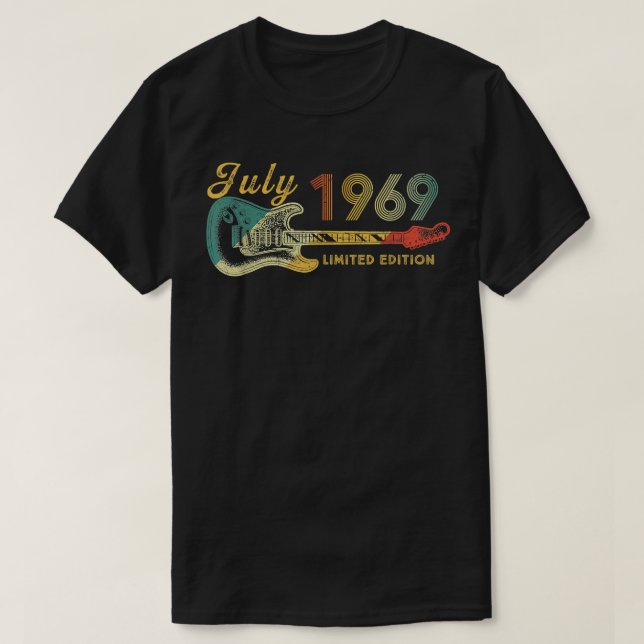 Guitar Lover 53 Year Old Gifts July 1969 Limited E T-Shirt (Design Front)