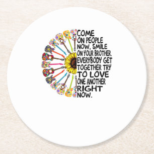 Guitar Lover Acoustic Floral Guitar Gift Round Paper Coaster
