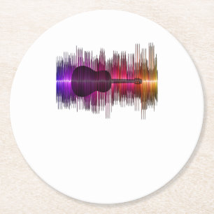 Guitar Lover Acoustic Guitar Heartbeat Gift Round Paper Coaster