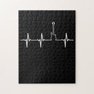 Guitar Lover Awesome Bass Guitar Heartbeat Jigsaw Puzzle