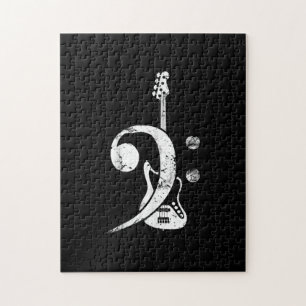 Guitar Lover Bass Clef Bass Guitar Jigsaw Puzzle
