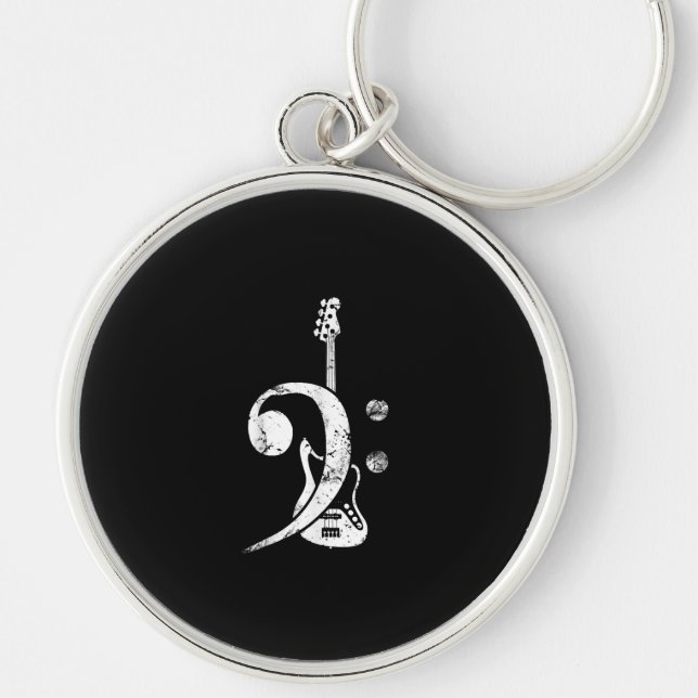 Guitar Lover | Bass Clef Bass Guitar Key Ring (Front)