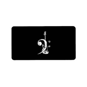 Guitar Lover Bass Clef Bass Guitar Label