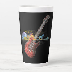 Guitar Lover Gift Cocker Spaniel Dog Watercolor Latte Mug