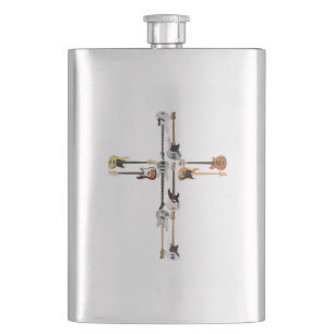 Guitar Lover   Guitar Cross Gift Hip Flask