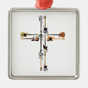 Guitar Lover   Guitar Cross Gift Metal Ornament