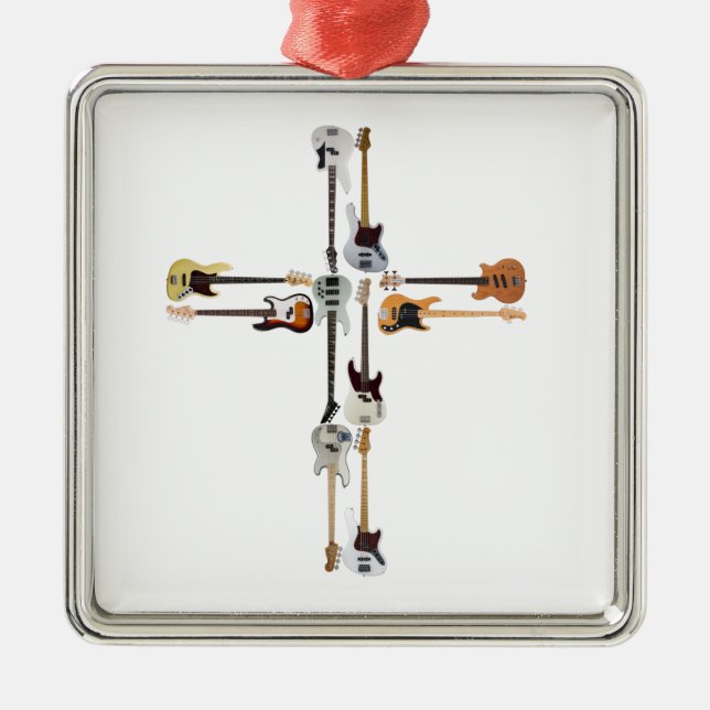 Guitar Lover | Guitar Cross Gift Metal Ornament (Front)