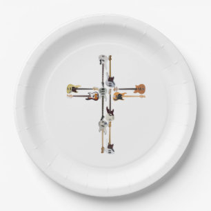 Guitar Lover Guitar Cross Gift Paper Plate