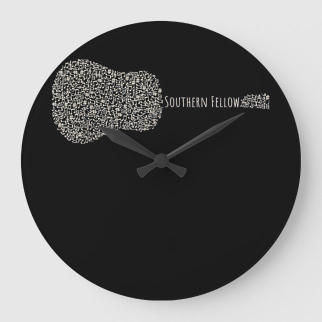 Guitar Lover | Guitar Notes Gift Large Clock (Front)