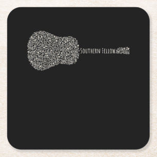 Guitar Lover Guitar Notes Gift Square Paper Coaster