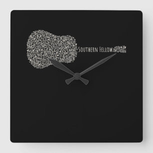 Guitar Lover Guitar Notes Gift Square Wall Clock