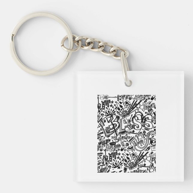 Guitar Lover | Guitar Pattern Gift Key Ring (Front)