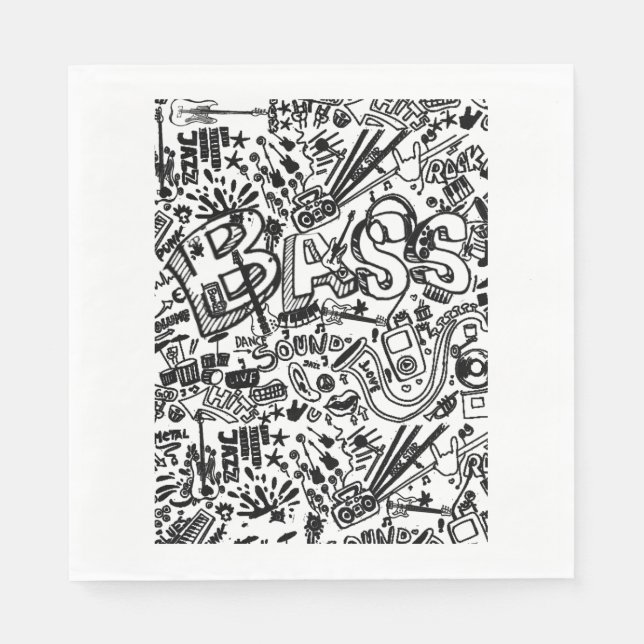 Guitar Lover | Guitar Pattern Gift Napkin (Front)