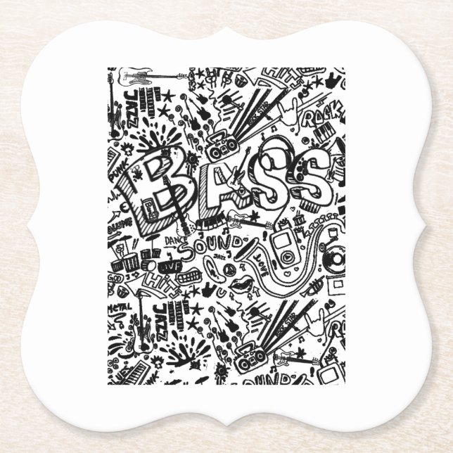 Guitar Lover | Guitar Pattern Gift Paper Coaster (Front)