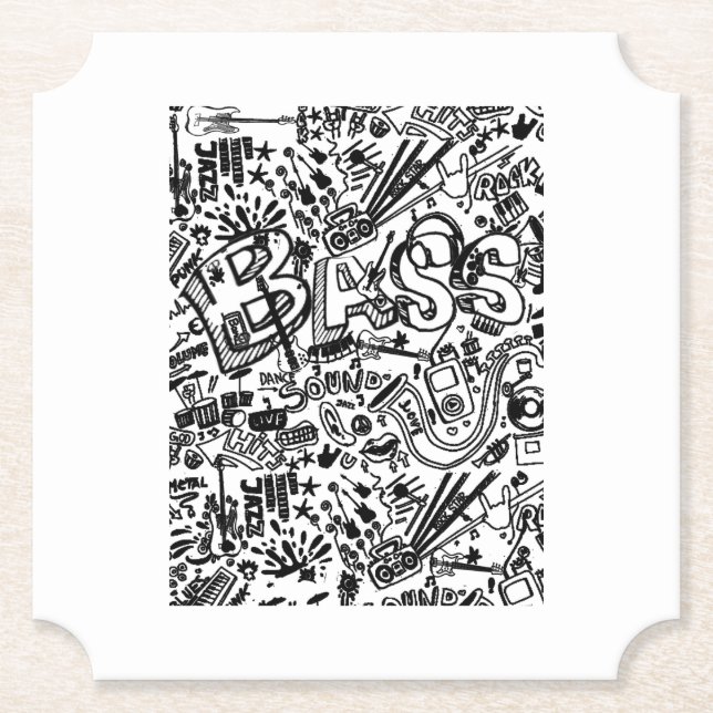 Guitar Lover | Guitar Pattern Gift Paper Coaster (Front)