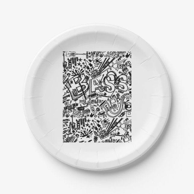 Guitar Lover | Guitar Pattern Gift Paper Plate (Front)