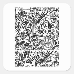 Guitar Lover Guitar Pattern Gift Square Sticker