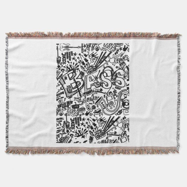 Guitar Lover | Guitar Pattern Gift Throw Blanket (Front)