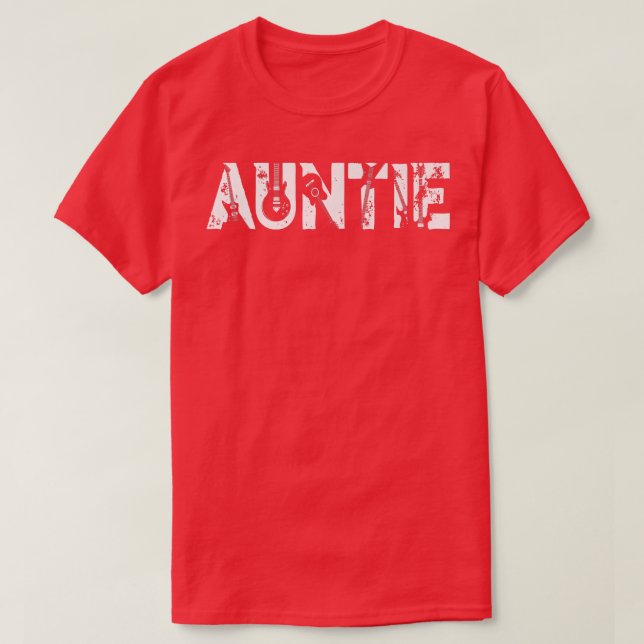 Guitar Lover Guitarist Auntie Funny Music Mothers  T-Shirt (Design Front)