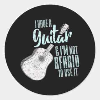 Guitar Lover Guitarist Musician Funny Classic Round Sticker
