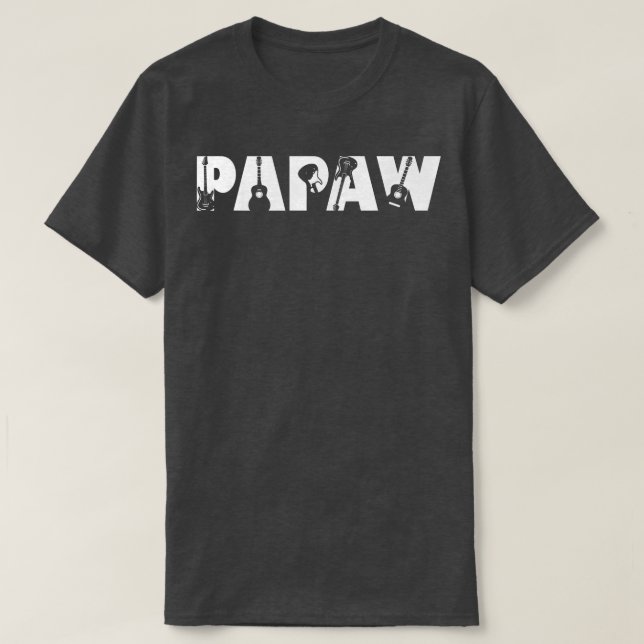 Guitar Lover Guitarist Papaw Funny Music Fathers D T-Shirt (Design Front)