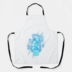 Guitar Lover Head Of A Bass Guitar Player Apron