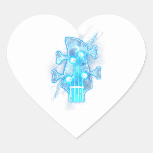 Guitar Lover Head Of A Bass Guitar Player Heart Sticker