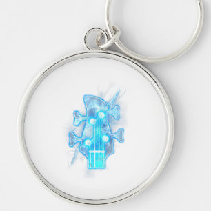 Guitar Lover Head Of A Bass Guitar Player Key Ring